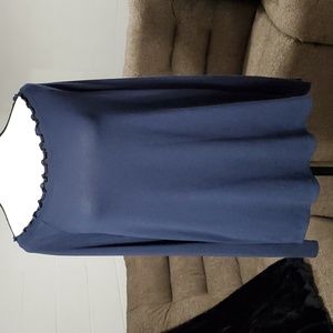 NWT GIBSON long-sleeved, scalloped boatneck top,  Blue, Size Large